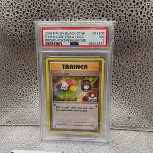 Gym Badge Erika Holo 2016 Black Star XY Promo Pokemon League PSA 7 Graded FRENLY BRICKS - Open 7 Days