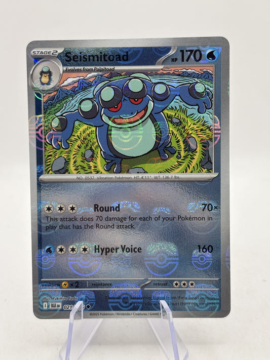 Seismitoad 021/086 Master Ball Reverse Holo Black Bolt Pokémon TCG (NM) — front