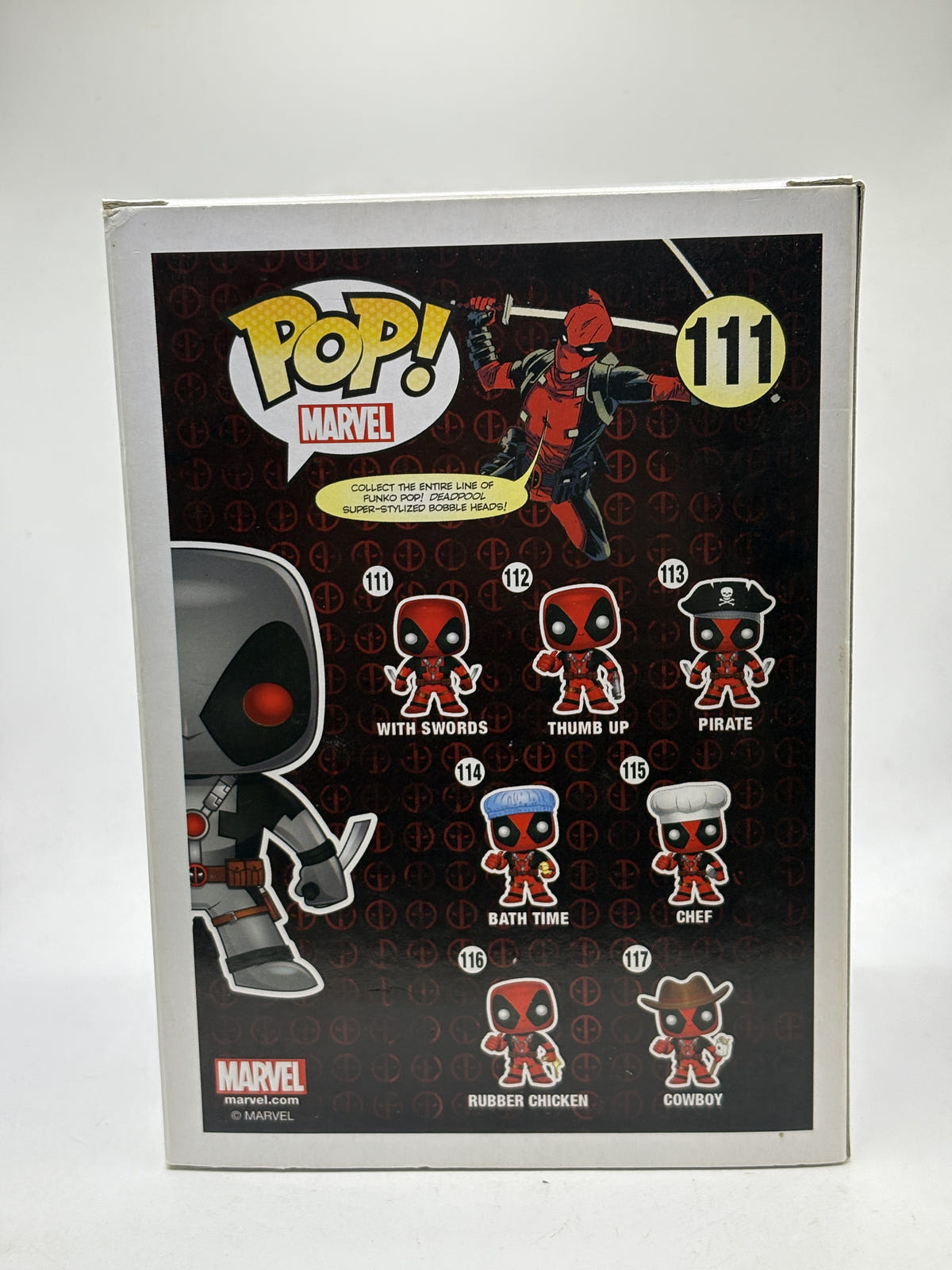Funko POP! Marvel #111 Deadpool Grey Suit Bobble-Head - Box DMG — back image 3