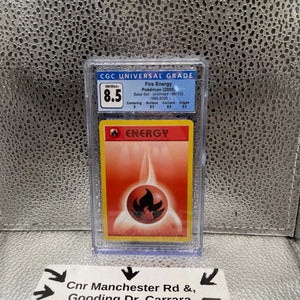 Fire Energy Pokemon 2000 Vintage Base Set Unlimited 98/102 CGC 8.5 FRENLY BRICKS - Open 7 Days