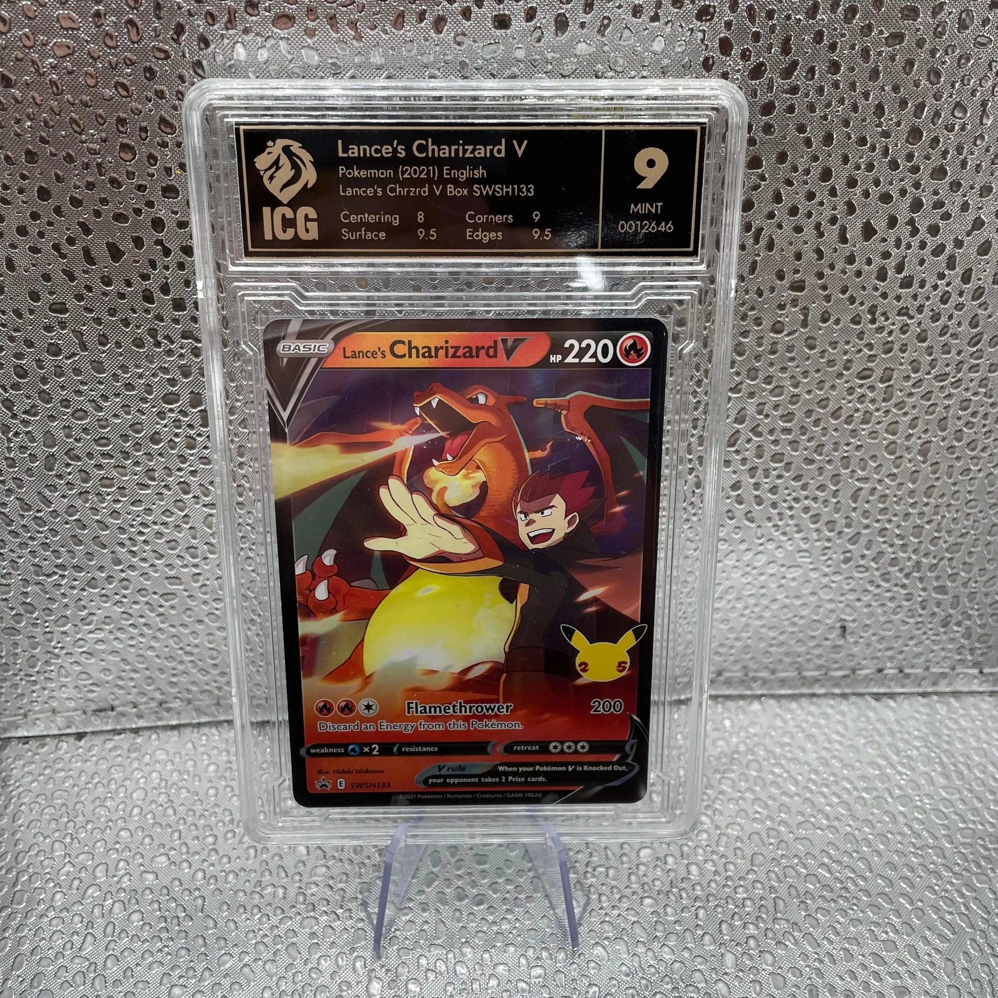 Lance’s Charizard V Pokemon TCG 2021 Promo Celebrations ICG Graded 9 Mint FRENLY BRICKS - Open 7 Days