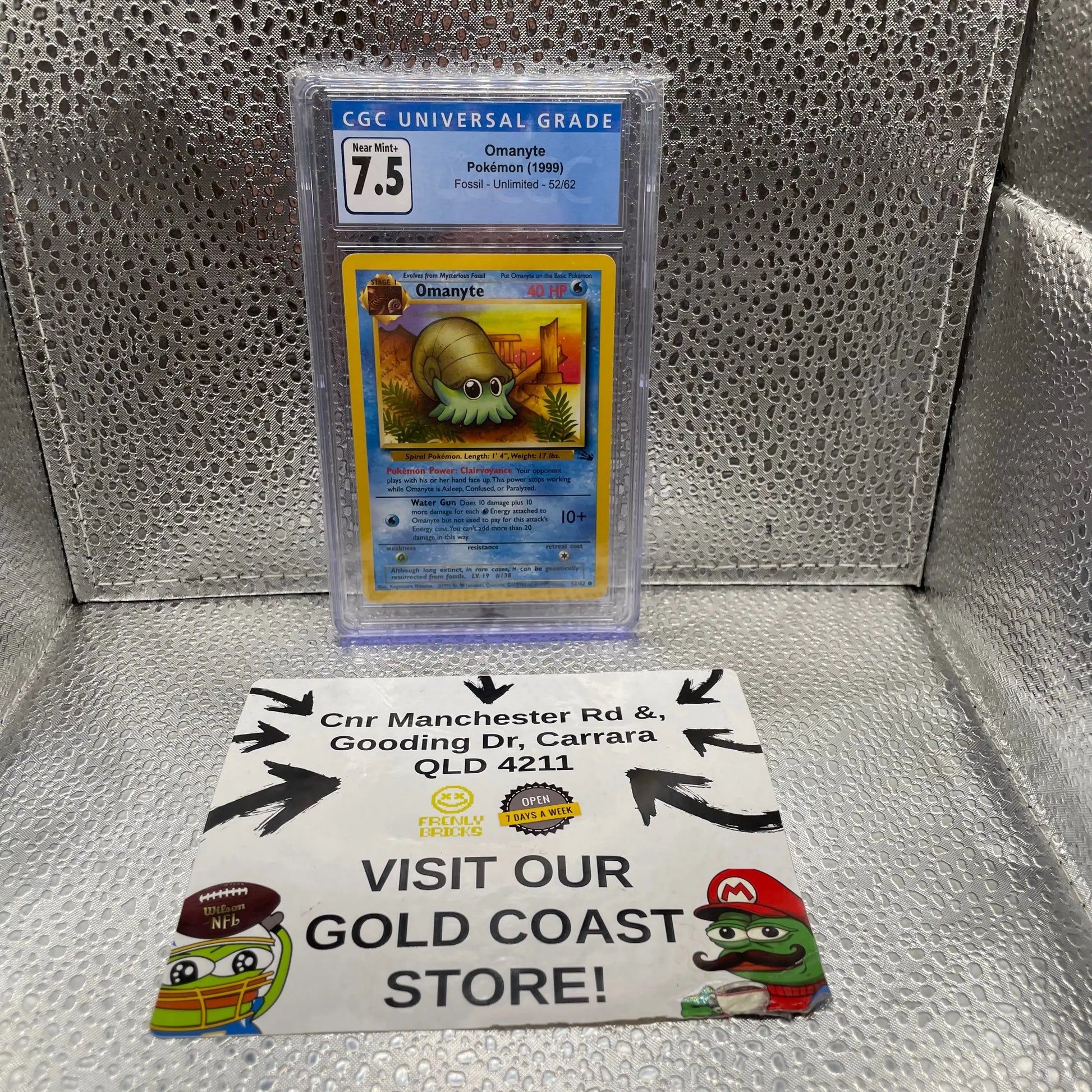 Omanyte Pokémon Fossil Unlimited 1999 52/62 Graded CGC 7.5 FRENLY BRICKS - Open 7 Days