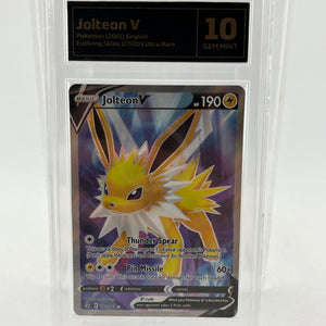 Jolteon V 177/203 GradedTCG 10 Gem Mint - English Evolving Skies FRENLY BRICKS - Open 7 Days