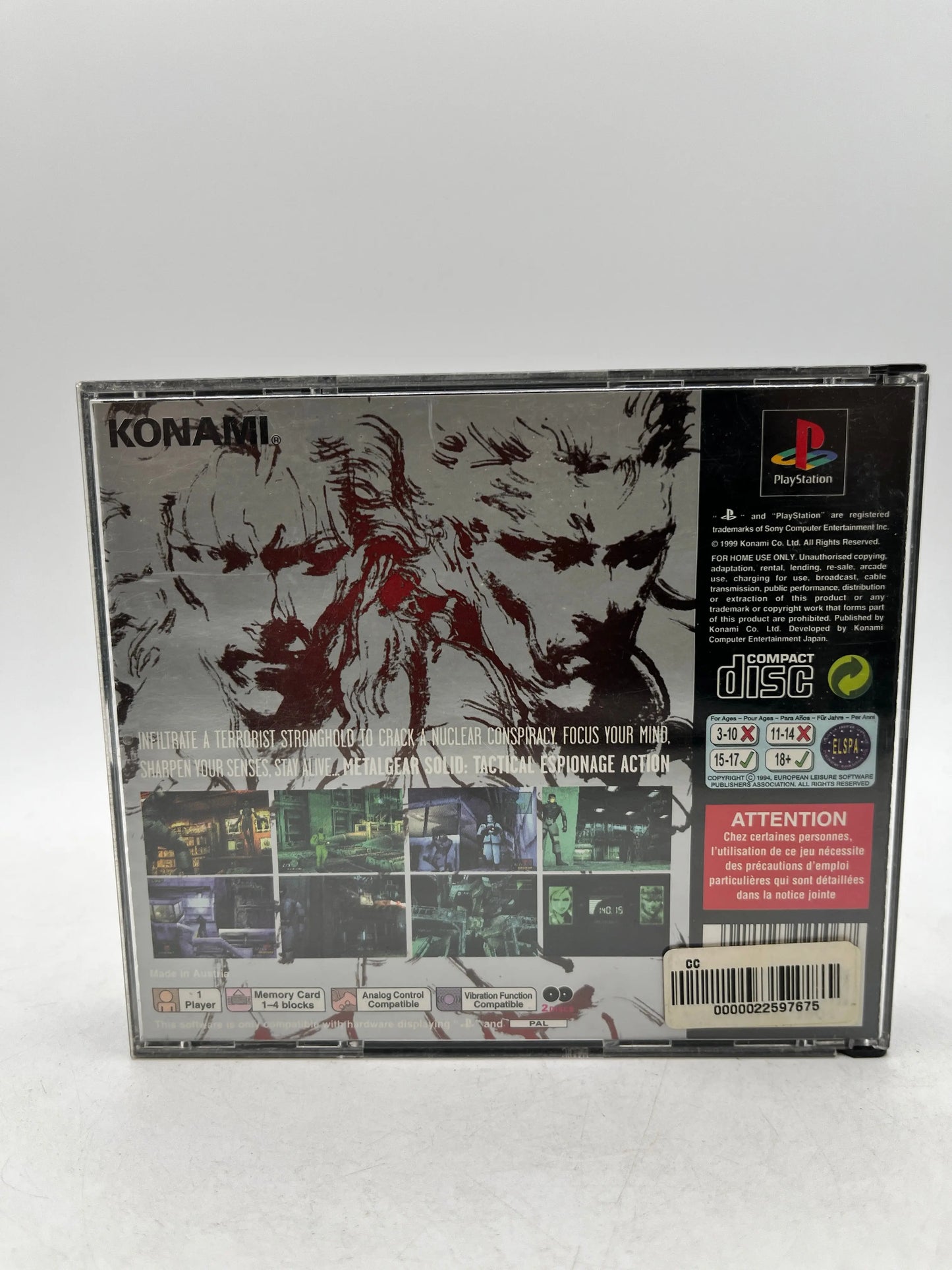 Metal Gear Solid - Sony Playstation 1 / PS1 Game - Missing Disc 2- No Demo - PAL FRENLY BRICKS - Open 7 Days