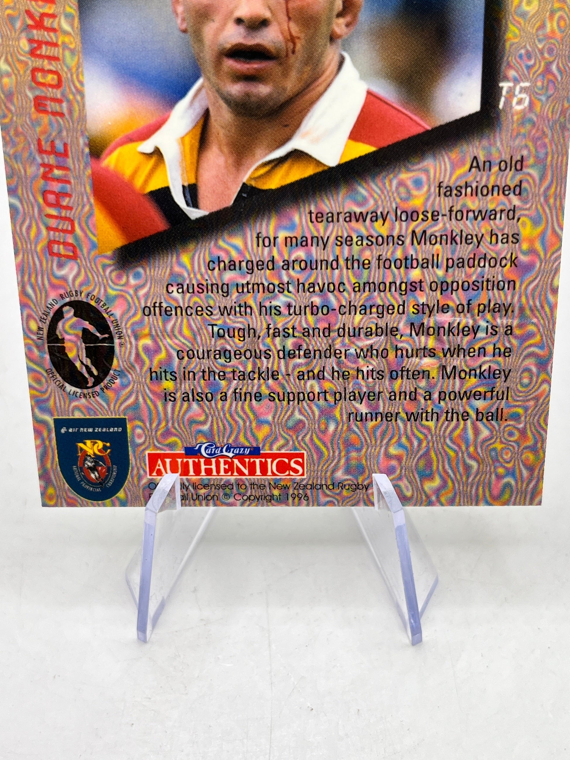 Duane Monkley 1996 - Terminator - NZ Rugby Union - Carr Crazy Authentics FRENLY BRICKS - Open 7 Days