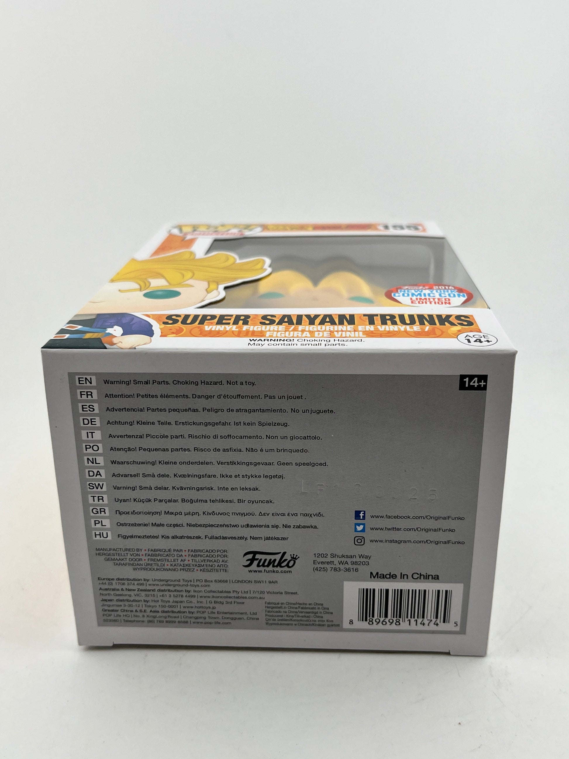 Funko POP! Animation DragonBall Z - SS Trunks #155 -  2016 New York Comic Con LE FRENLY BRICKS - Open 7 Days