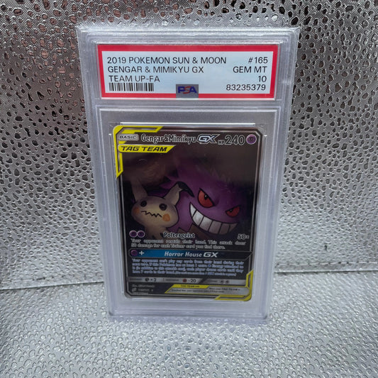 PSA 10 Gengar & Mimikyu GX 165/181 Alt Art Team Up FA GEM MINT Sun and Moon 2019 FRENLY BRICKS - Open 7 Days