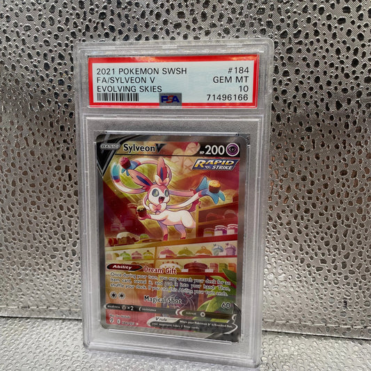 Sylveon V Full Art Pokémon SWSH Evolving Skies #184 Graded PSA 10 GEM MT FRENLY BRICKS - Open 7 Days