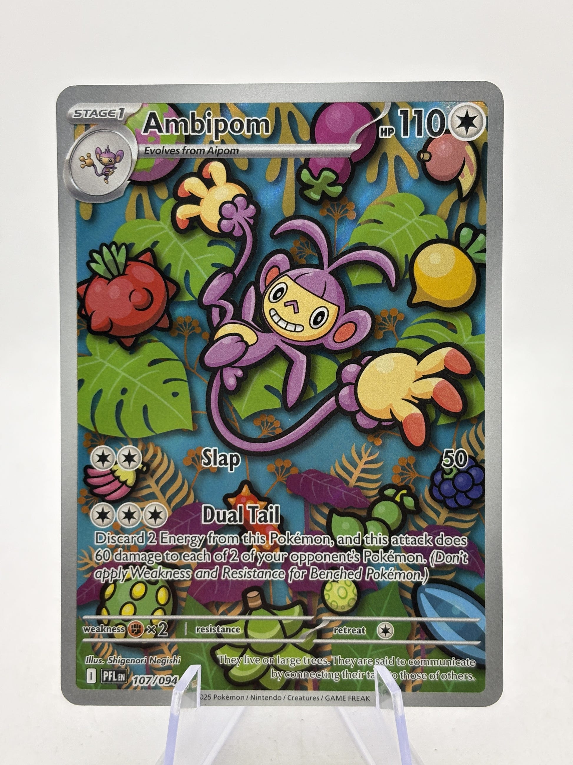 Ambipom 107/094 Illustration Rare Phantasmal Flames Pokémon TCG (NM) — front image 1
