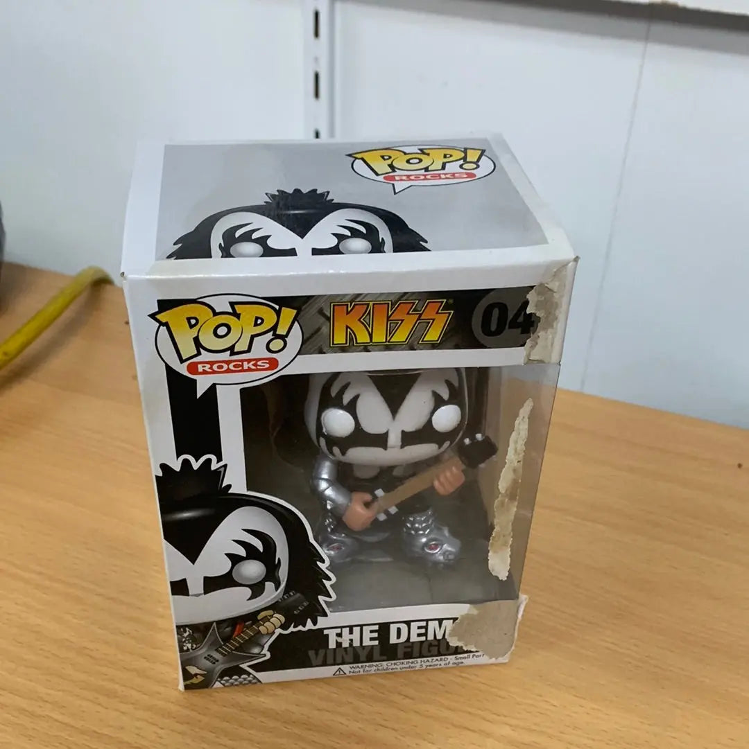 FUNKO POP! Rocks # 04 KISS The Demon Vinyl Figure W/Protector Damaged Box FRENLY BRICKS - Open 7 Days