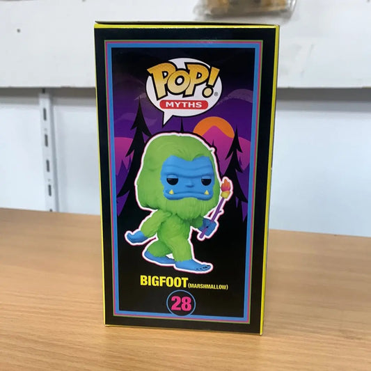 Funko Pop Blacklight Bigfoot Marshmallow HQ Exclusive #28 Myths FRENLY BRICKS - Open 7 Days