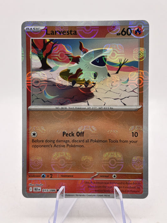 Larvesta 015/086 Master Ball Reverse Holo Black Bolt Pokémon TCG (NM) — front