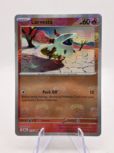 Larvesta 015/086 Master Ball Reverse Holo Black Bolt Pokémon TCG (NM) — front