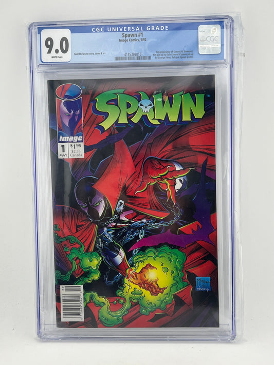 Spawn #1 Graded CGC 9.0 - Todd Mcfarlane 5/92 FRENLY BRICKS - Open 7 Days
