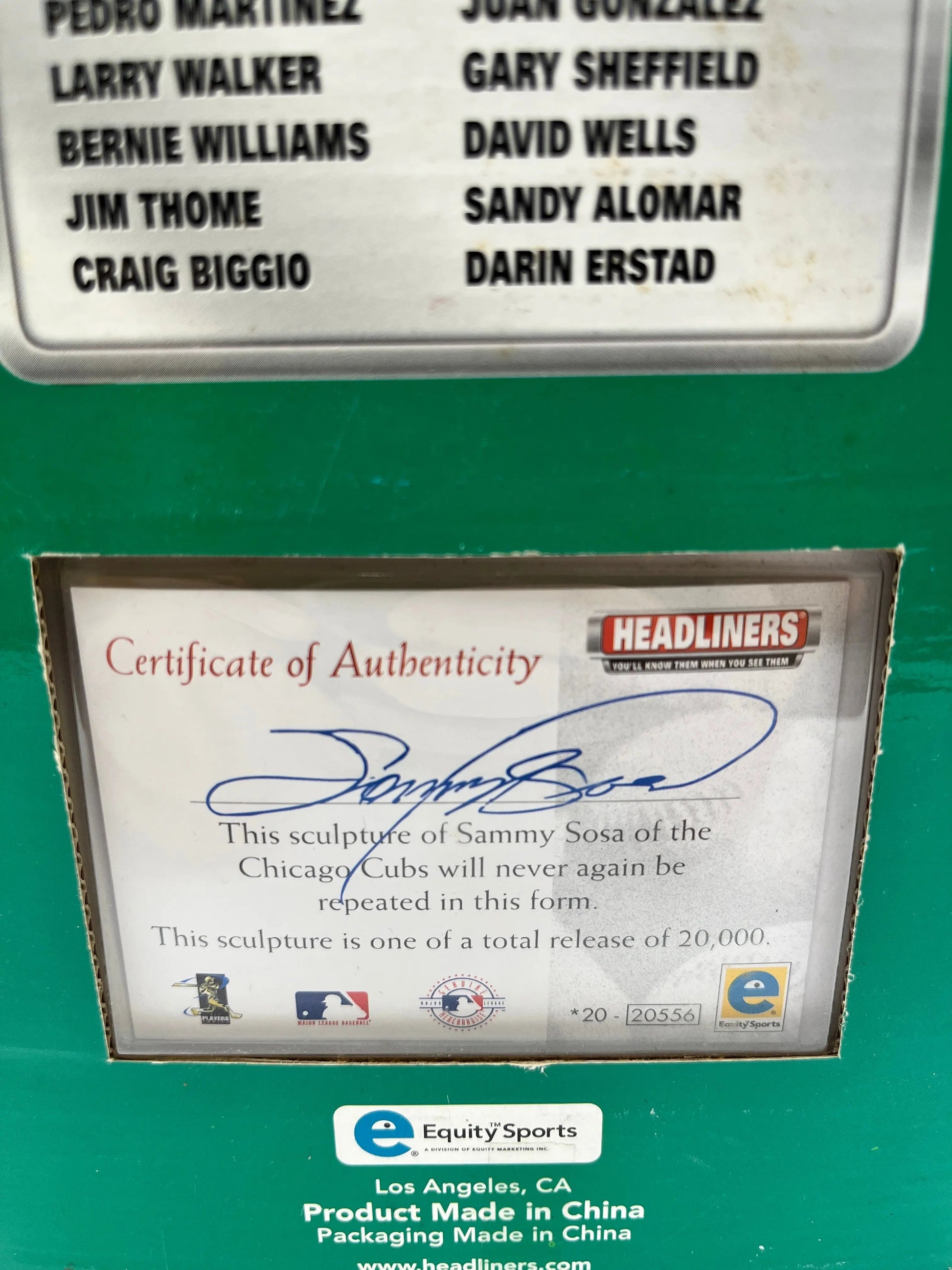 MLB Headliners XL Sammy Sosa Chicago Cubs 20/20556 - Sealed FRENLY BRICKS - Open 7 Days