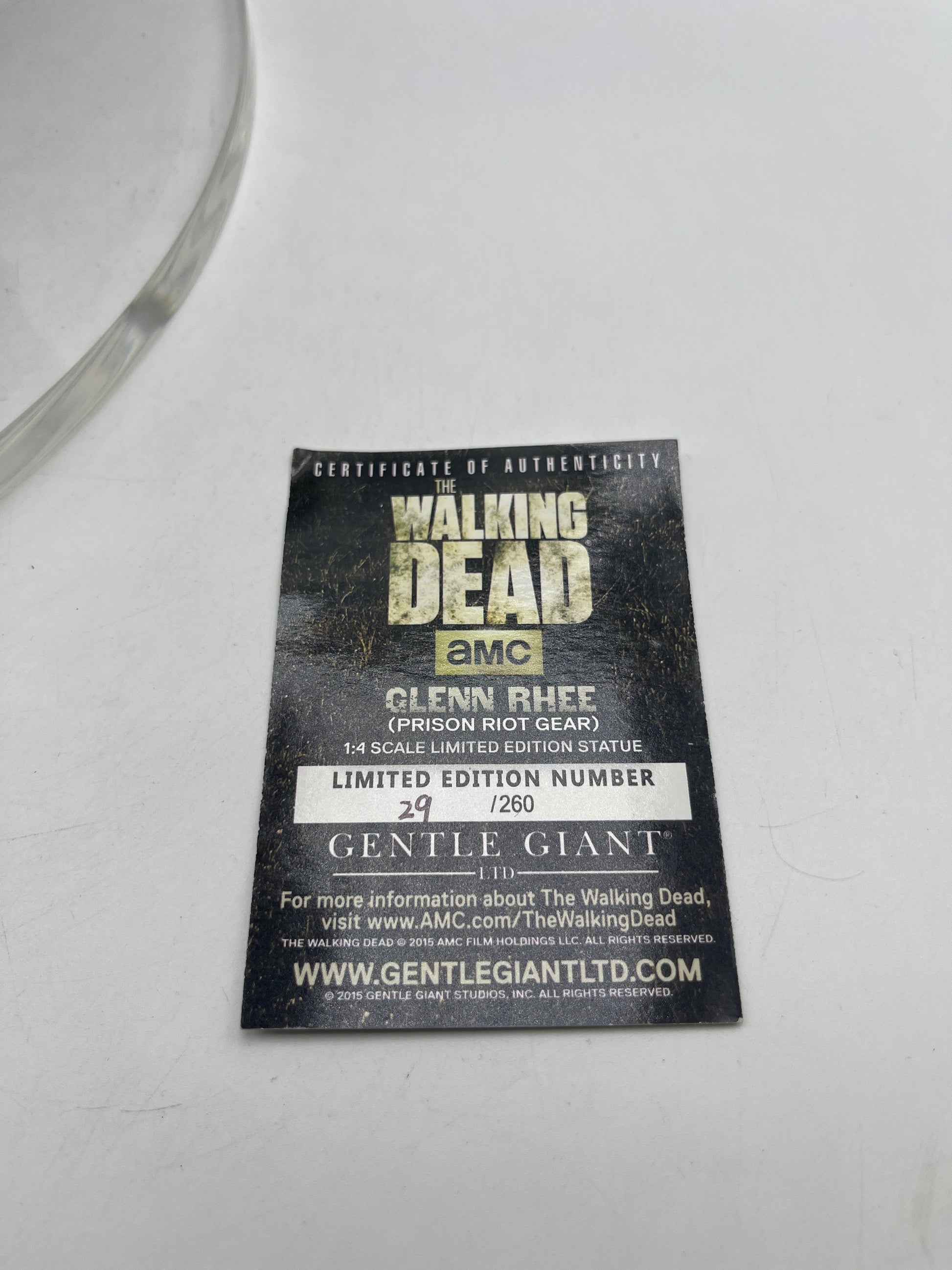 The Walking Dead Gentle Giant Glenn Rhee in Riot Gear 1:4 scale statue LE 29/260 FRENLY BRICKS - Open 7 Days