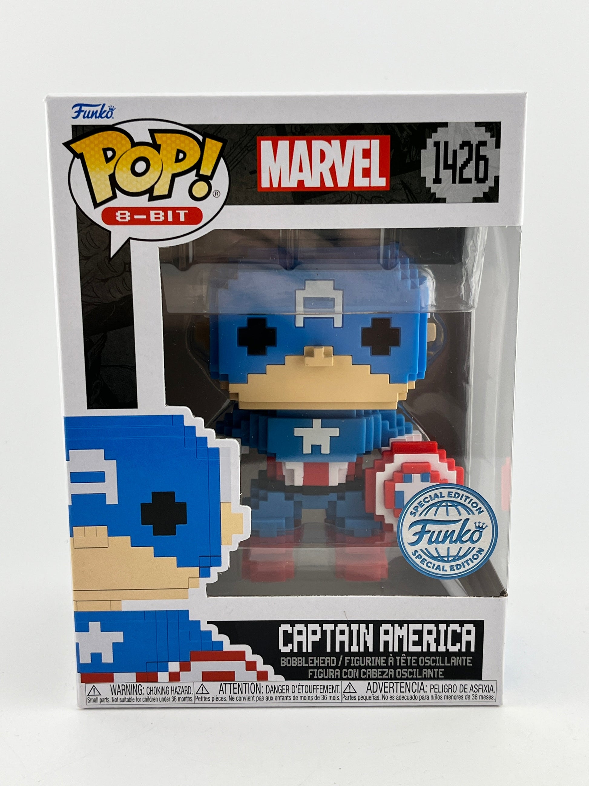Funko POP! 8-Bit Marvel - Captain America #1426 - Special Edition FRENLY BRICKS - Open 7 Days