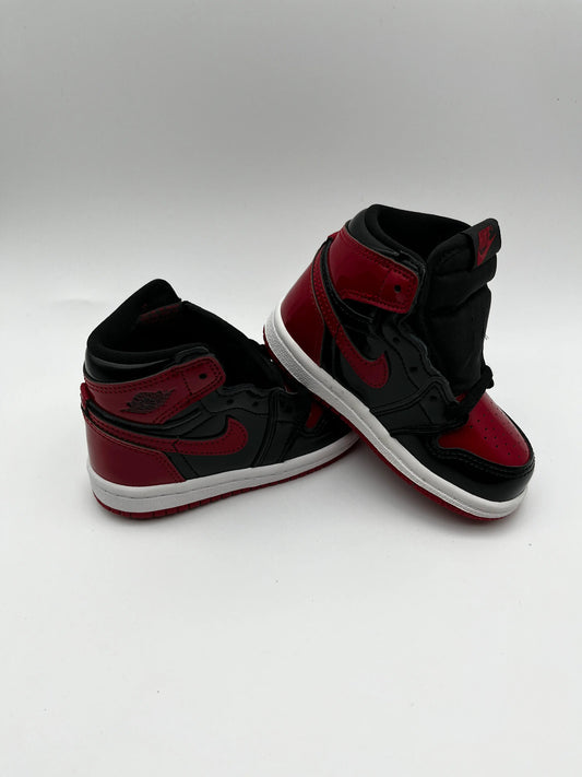 Jordan 1 Retro High OG Patent Bred Toddler (TD) Size 6C AQ2665-063 FRENLY BRICKS - Open 7 Days