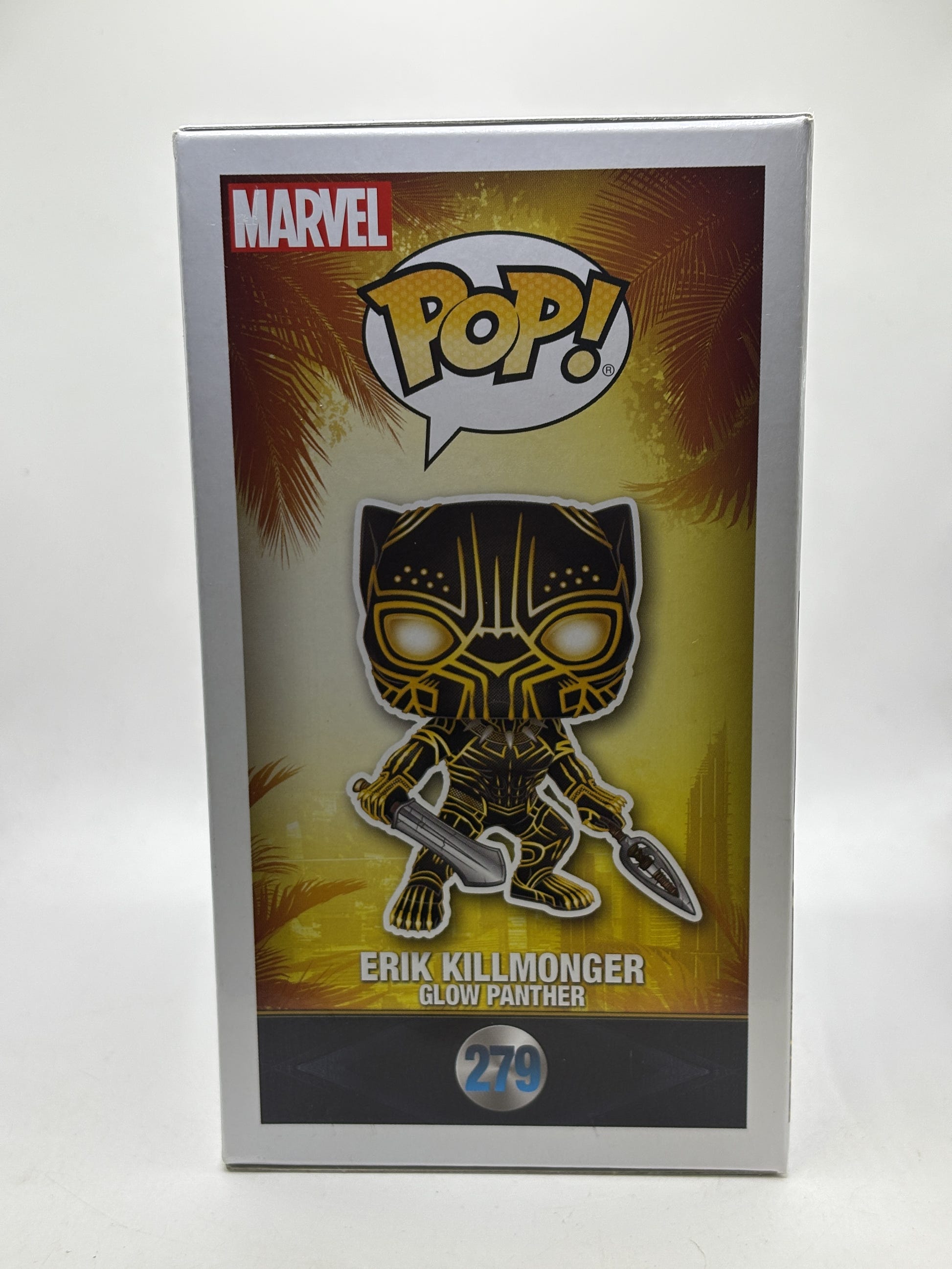 Funko POP! Marvel Black Panther #279 Erik Killmonger Glow Panther Bobble-Head Glow in the Dark - Box DMG — left image 4