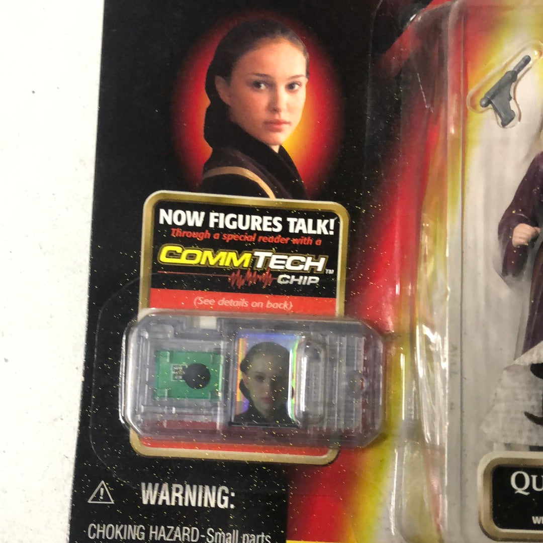 Star Wars 1998 Episode 1 Queen Amidala Naboo on card with Commtech Chip Hasbro (paint splatter damage) FRENLY BRICKS - Open 7 Days