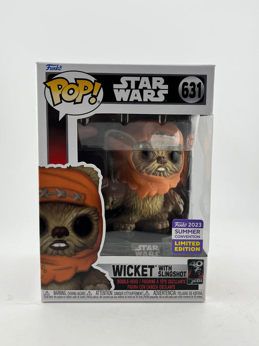 Funko POP! Star Wars - Wicket With Slingshot #631 - 2021 Summer Limited Edition FRENLY BRICKS - Open 7 Days