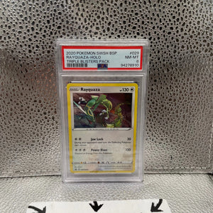 Rayquazza 2020 Pokémon #029 Tripple Blister Pack Holo PSA 8 NM-MT FRENLY BRICKS - Open 7 Days