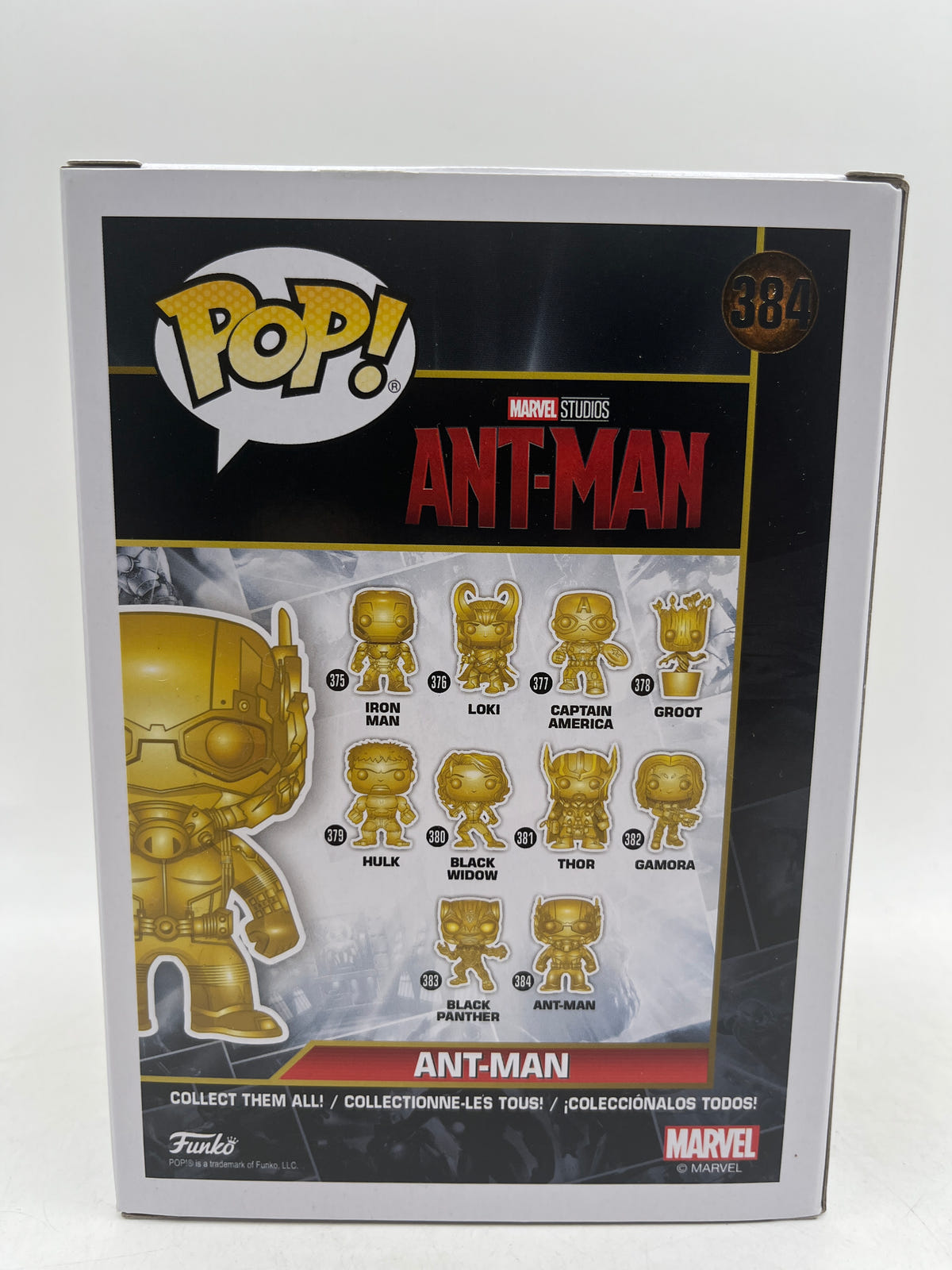 Funko Pop Marvel Studios The First 10 Years 384 Gold Ant-Man Vinyl Figure, photo 5 image 5