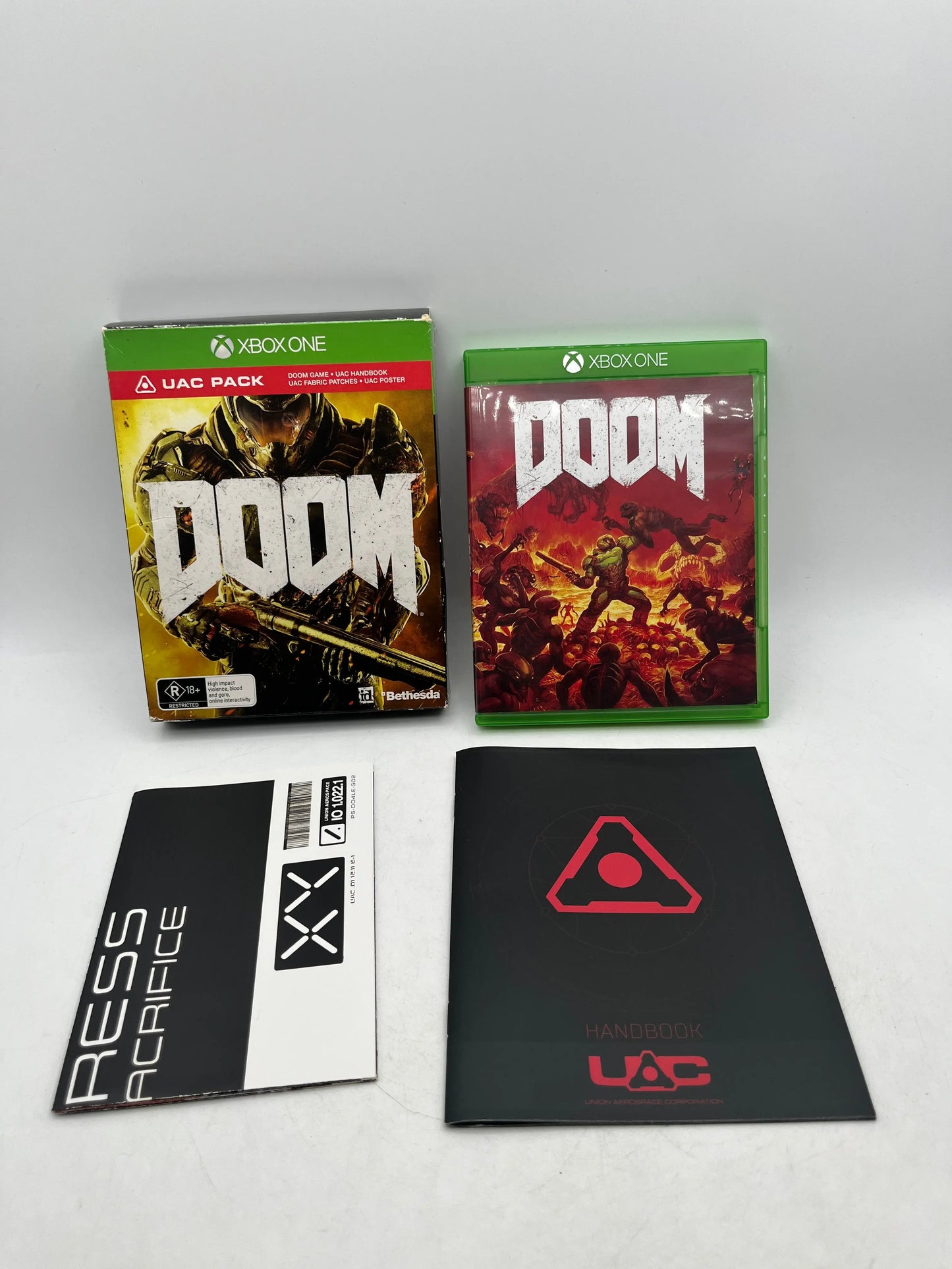 DOOM UAC PACK for XBox One - Poster, Handbook, Patches, Manual - FRENLY BRICKS - Open 7 Days