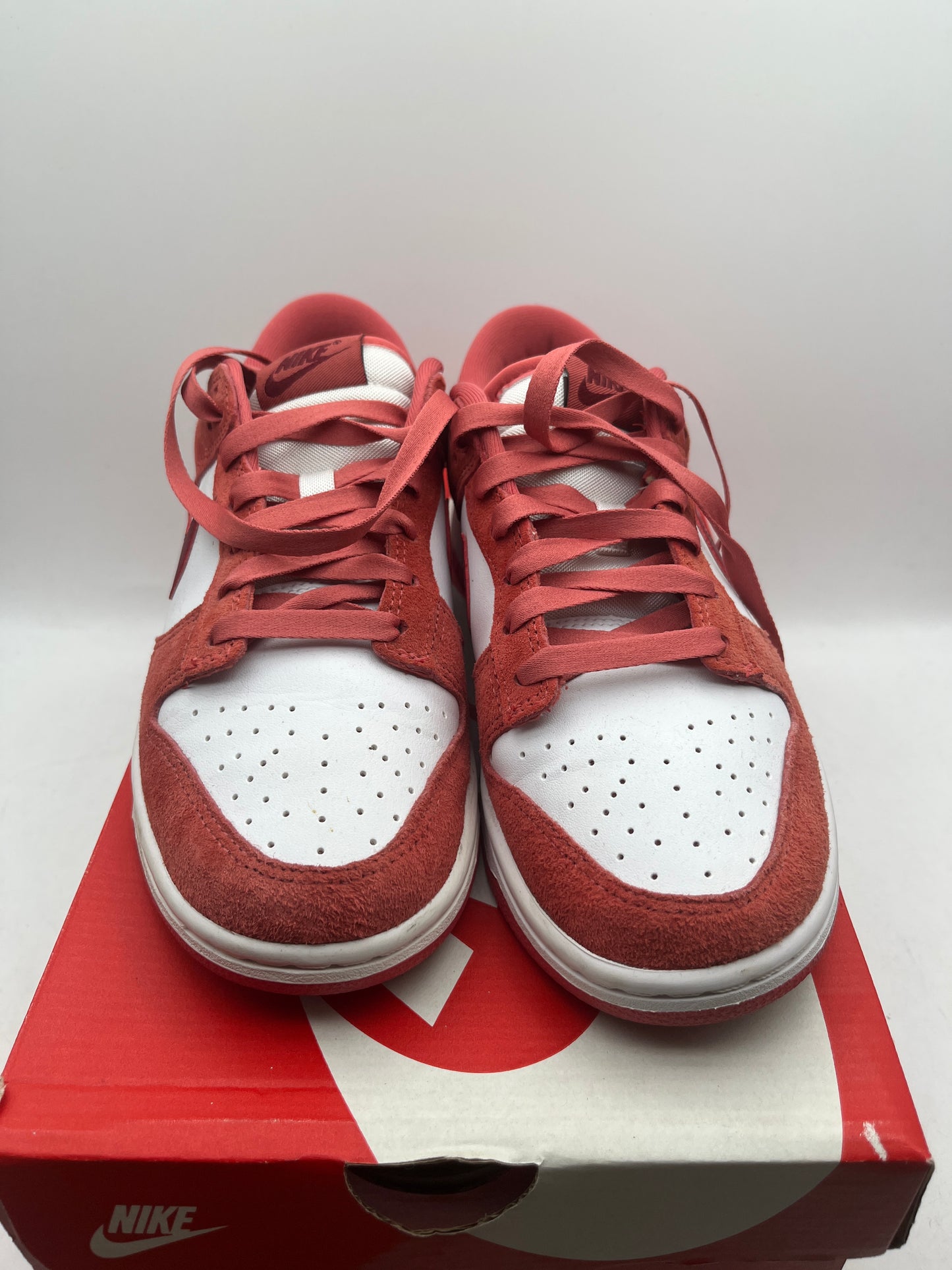 Nike Dunk Low Women's Sneakers Red Suede Leather, Size 8. FQ7056-100 Valentines
