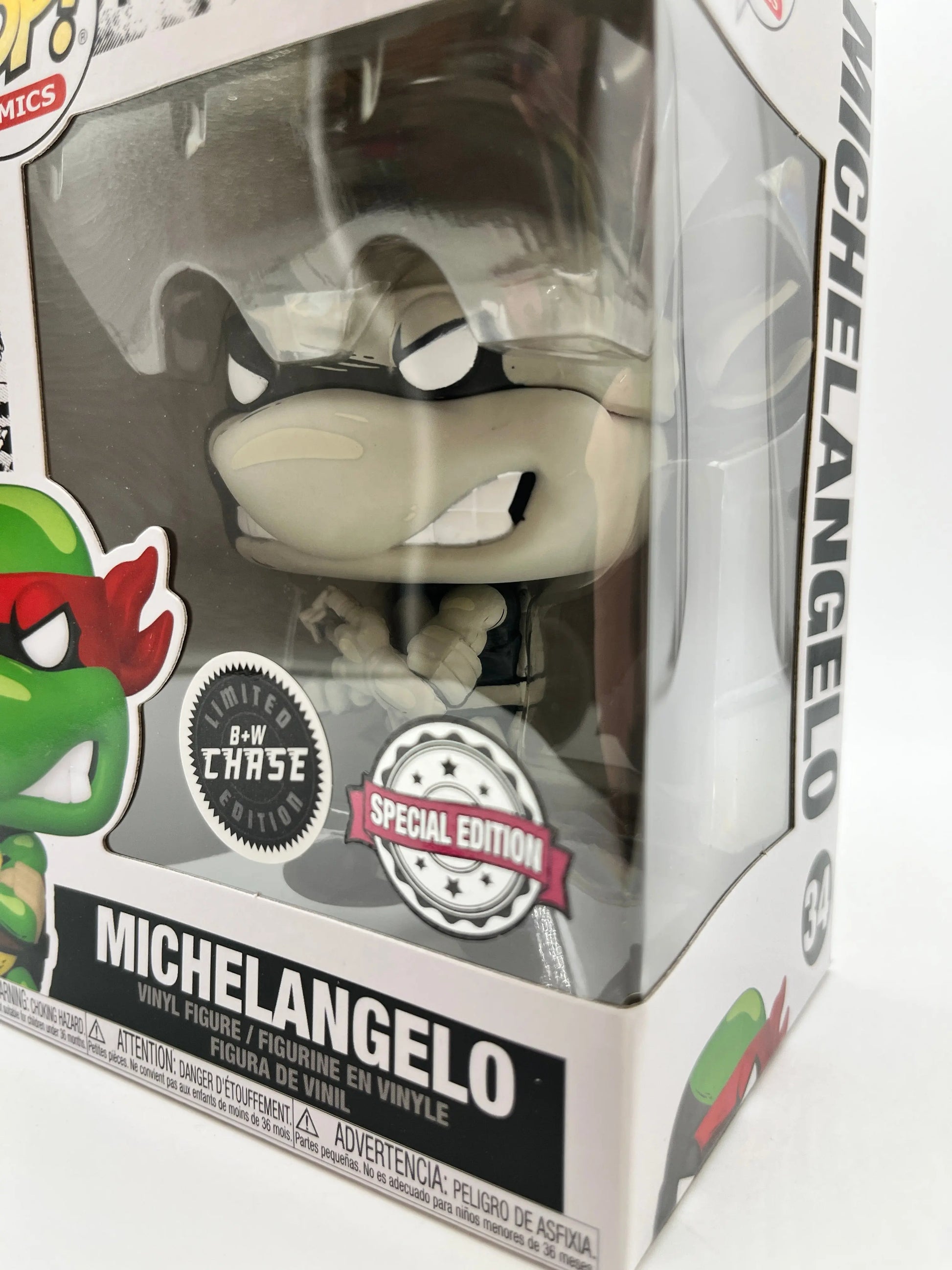 Funko POP! Comics TMNT - Michelangelo #34 - Black + White Chase - Special Edition FRENLY BRICKS - Open 7 Days