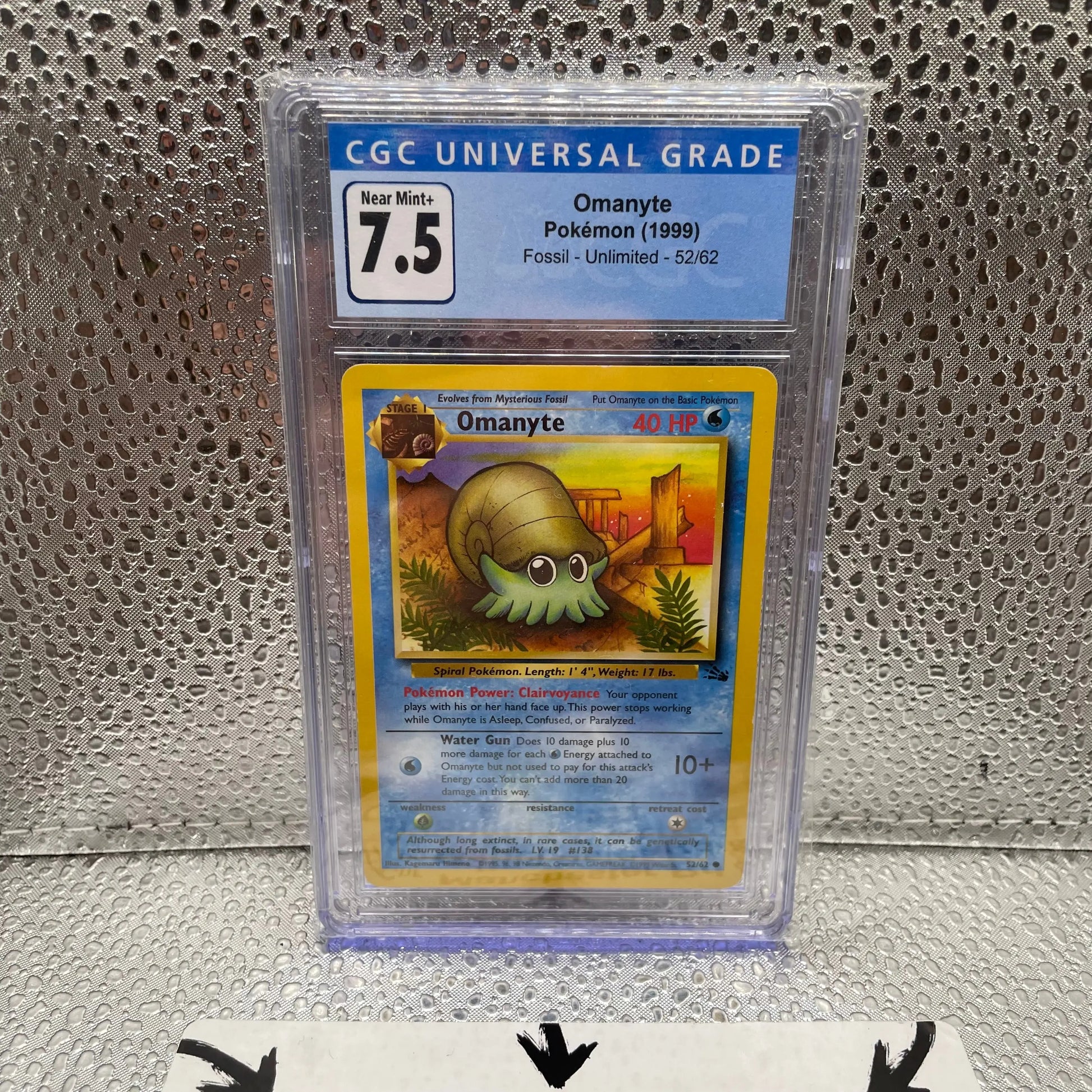 Omanyte Pokémon Fossil Unlimited 1999 52/62 Graded CGC 7.5 FRENLY BRICKS - Open 7 Days