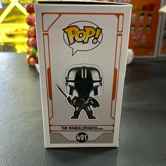 Pop Vinyl Star Wars 491 The Mandalorian With Darksaer FRENLY BRICKS - Open 7 Days