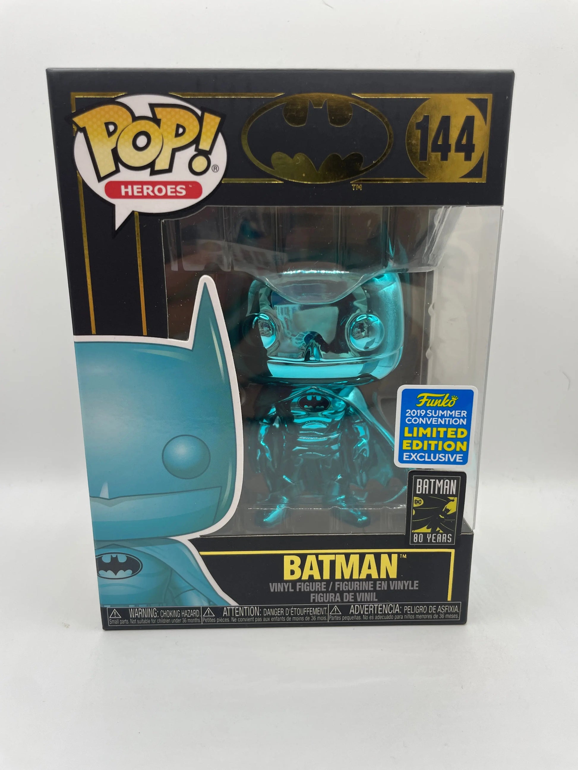 Funko POP! DC Comics - #144 Batman Teal Chrome Figure 80 Years SDCC Exclusive - New FRENLY BRICKS - Open 7 Days