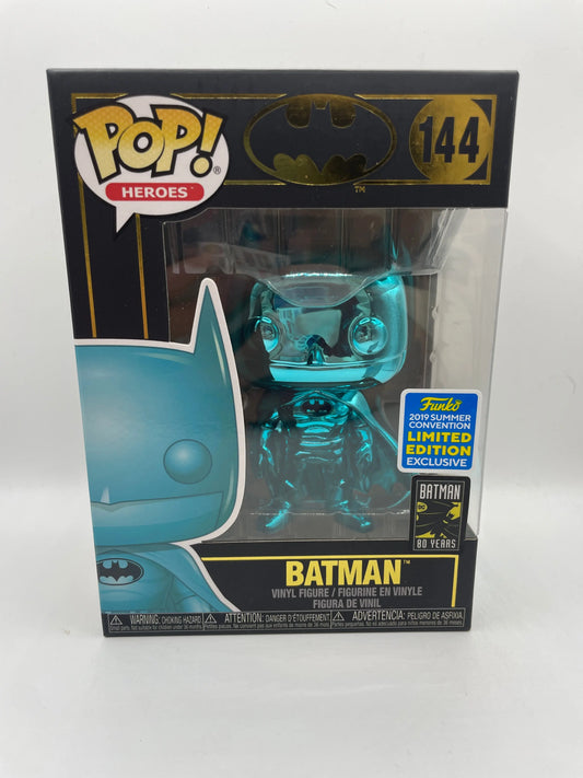Funko POP! DC Comics - #144 Batman Teal Chrome Figure 80 Years SDCC Exclusive - New FRENLY BRICKS - Open 7 Days