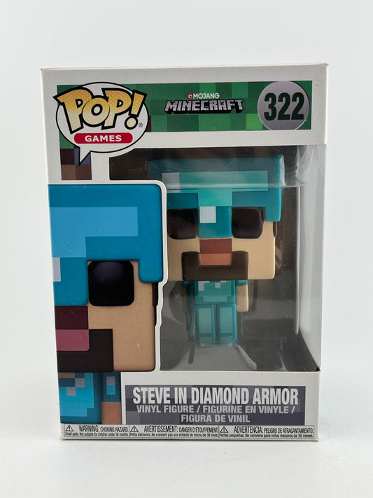 Funko POP! Games Mojang Minecraft - Steve In Diamond Armor #322 - Vinyl Collectable FRENLY BRICKS - Open 7 Days