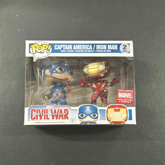 Pop Vinyl 2 Pack Captain America / Iron Man Marvel Collector Corps FRENLY BRICKS - Open 7 Days