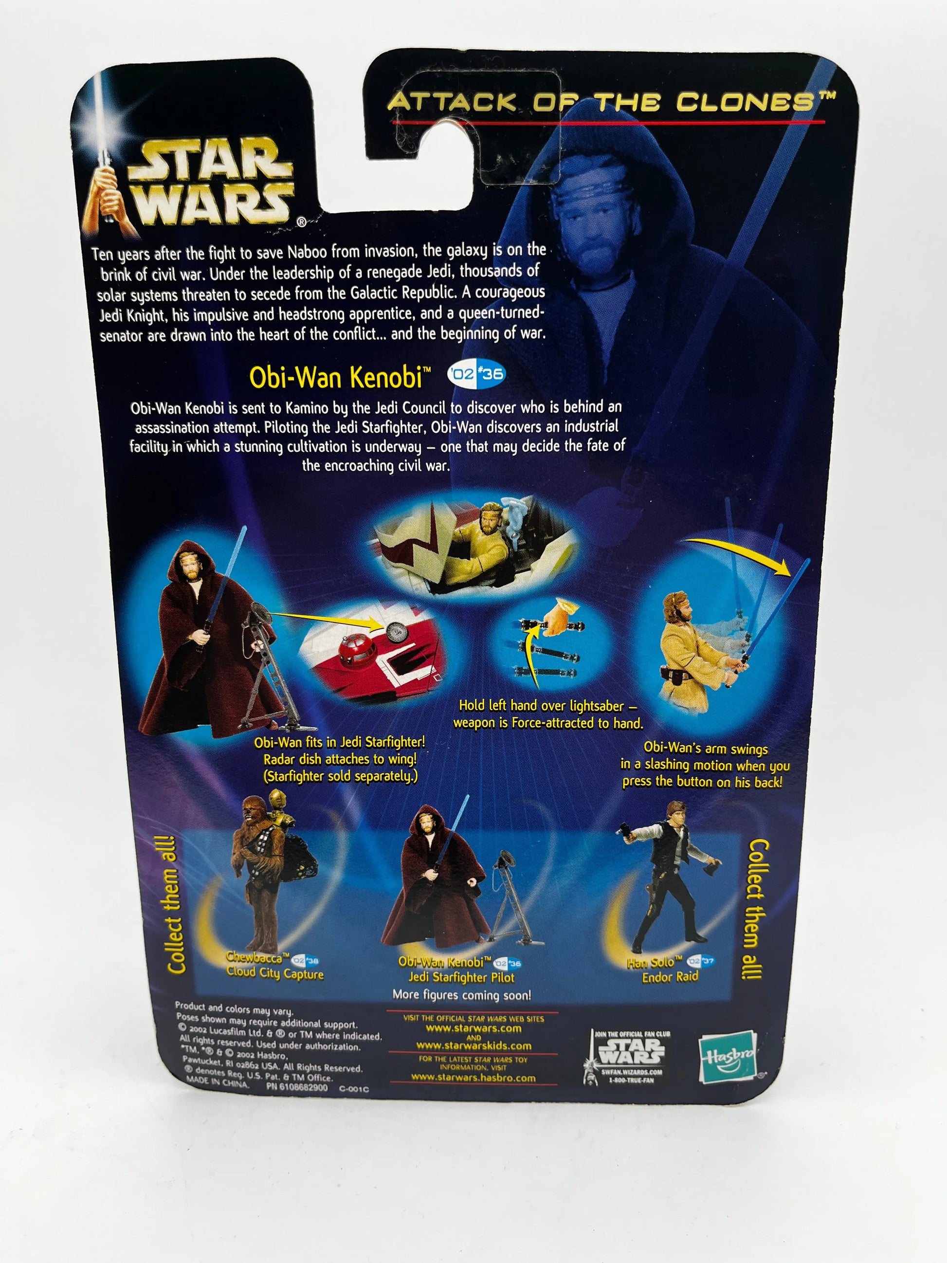 Star Wars Attack Of The Clones Obi-Wan Kenobi Action Figure Hasbro 2002 FRENLY BRICKS - Open 7 Days