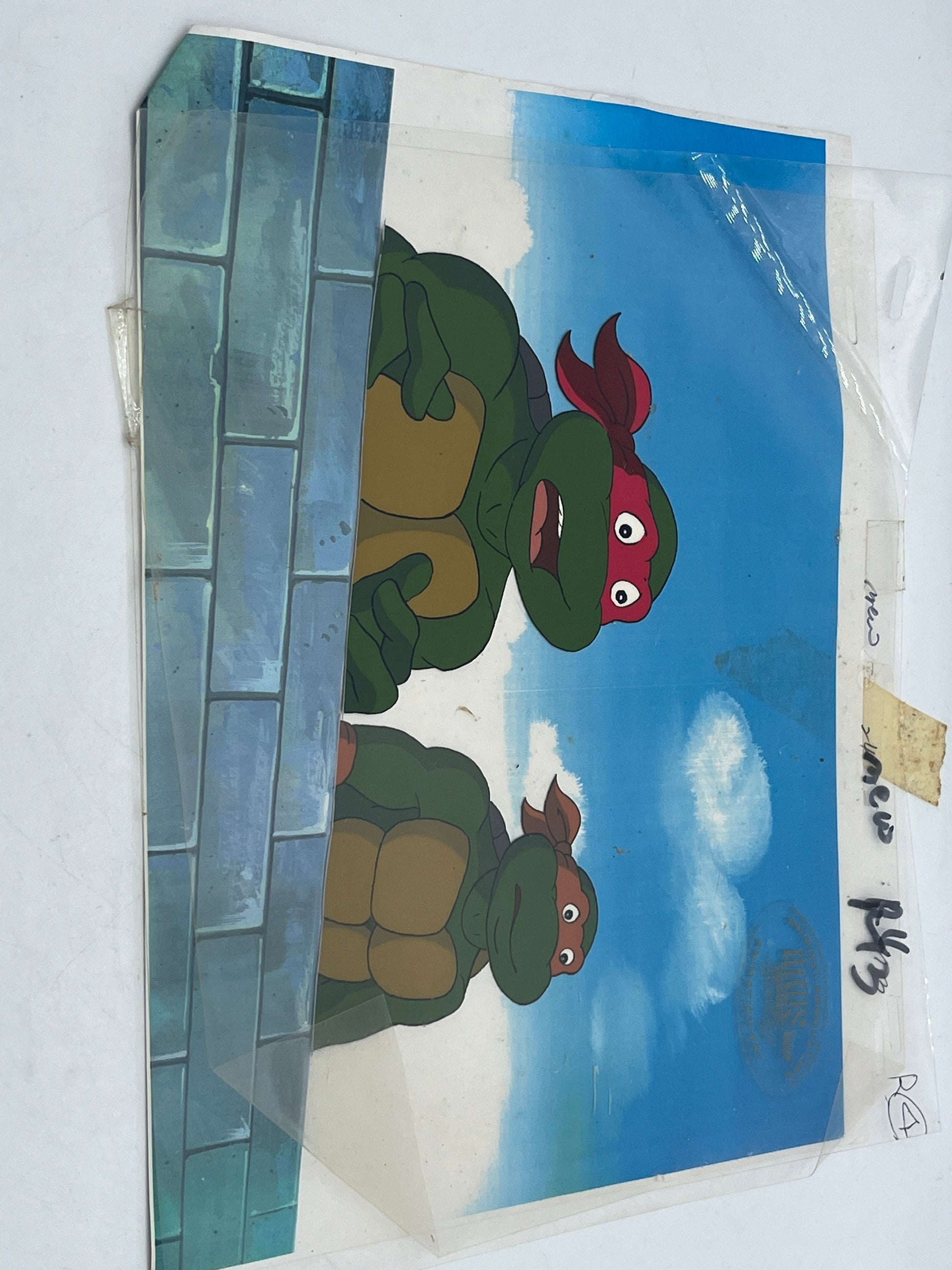 1987 Animation’s Production Cel - TMNT - “Raphael & Michelangelo” Hand Painted FRENLY BRICKS - Open 7 Days