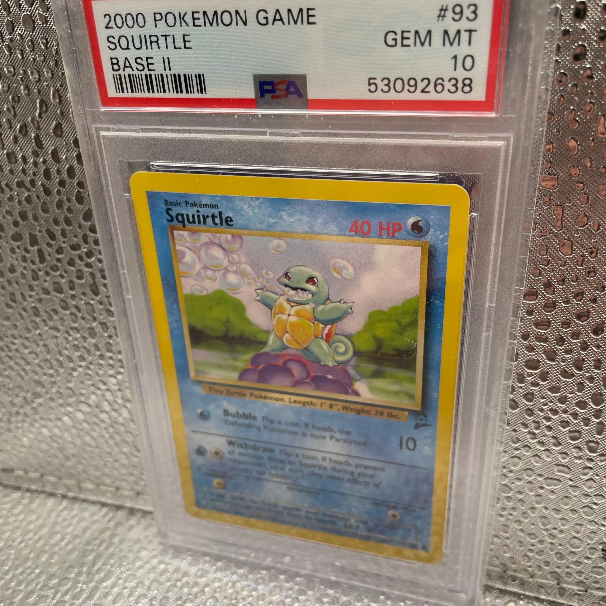 2000 Pokemon Game #93 - Squirtle - Gem Mint - Base Set II 2 - PSA 10 FRENLY BRICKS - Open 7 Days