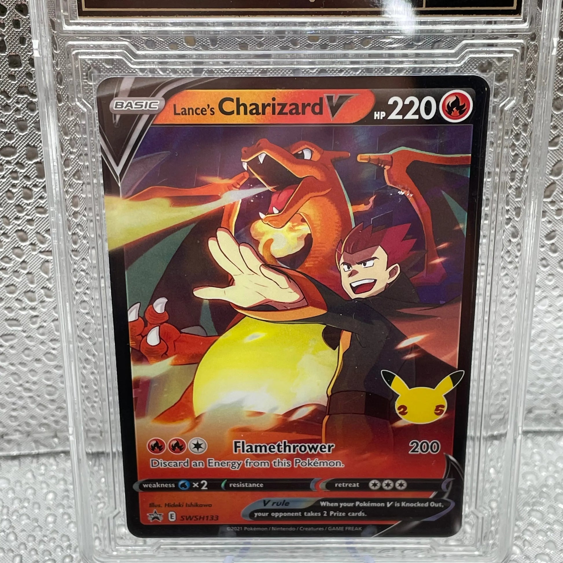 Lance’s Charizard V Pokemon TCG 2021 Promo Celebrations ICG Graded 9 Mint FRENLY BRICKS - Open 7 Days