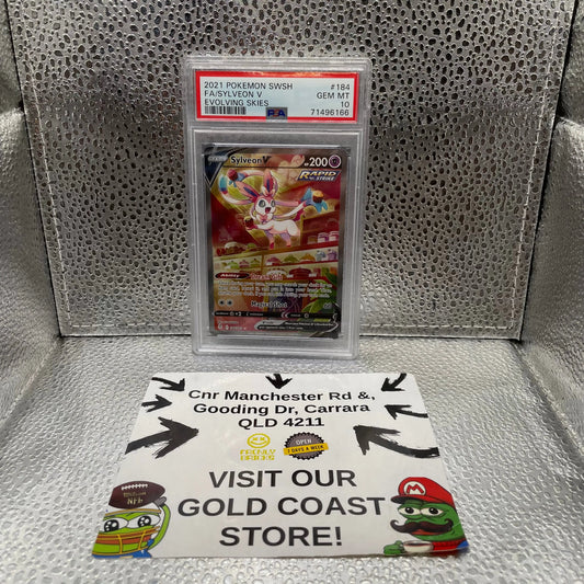 Sylveon V Full Art Pokémon SWSH Evolving Skies #184 Graded PSA 10 GEM MT FRENLY BRICKS - Open 7 Days