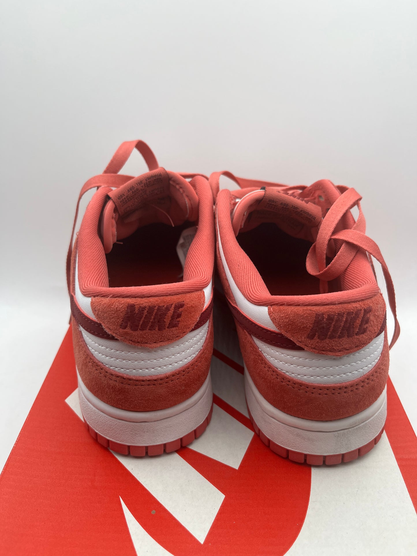 Nike Dunk Low Women's Sneakers Red Suede Leather, Size 8. FQ7056-100 Valentines