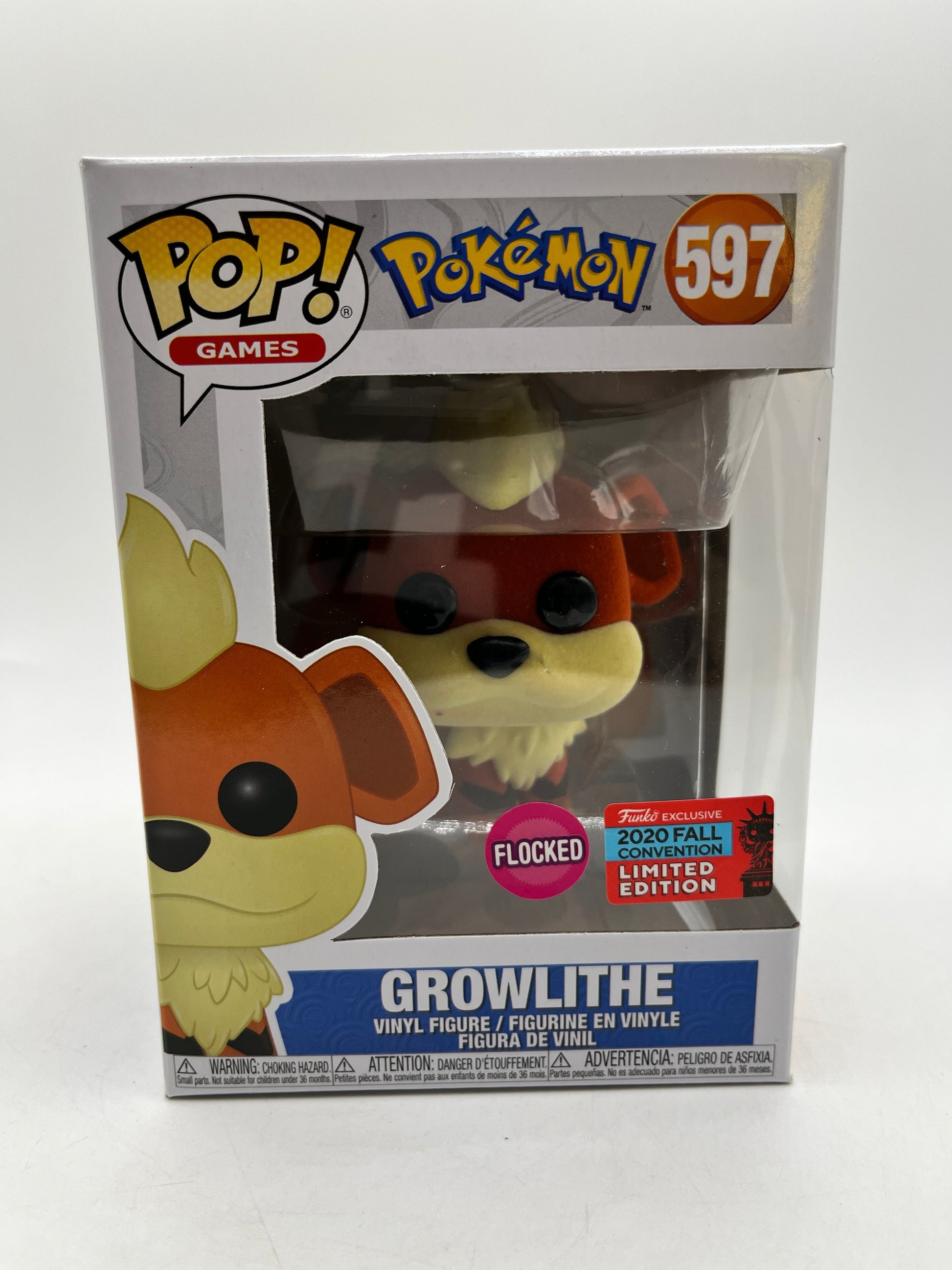 Funko POP! Games Pokémon - Growlithe #597 - Flocked Limited Edition FRENLY BRICKS - Open 7 Days