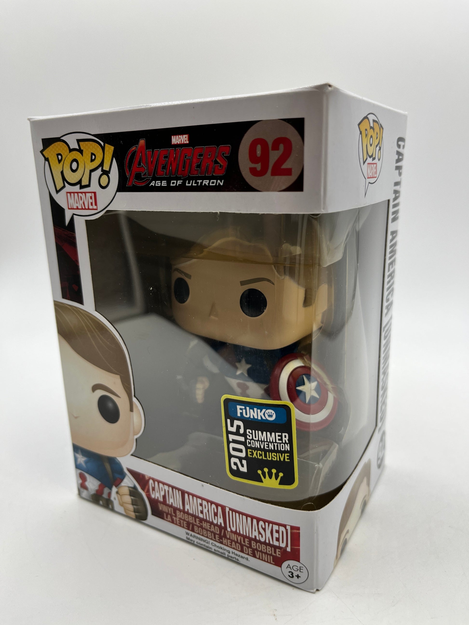 Funko POP! Marvel Avengers Age Of Ultron - Captain America [Unmasked] #92 - Vinyl Collectable FRENLY BRICKS - Open 7 Days
