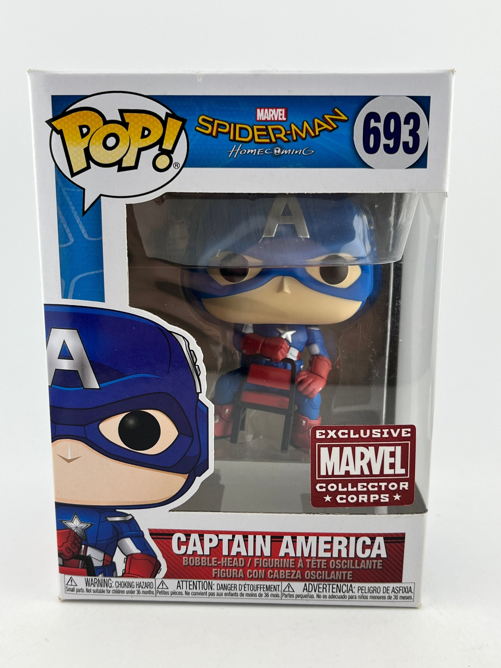 Funko POP! Marvel Spider-Man Homecoming - Captain America #693 - Exclusive FRENLY BRICKS - Open 7 Days