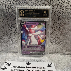 Dark Sylveon V Pokemon 2021 English SWSH136 Celebrations Graded ICG 8 FRENLY BRICKS - Open 7 Days