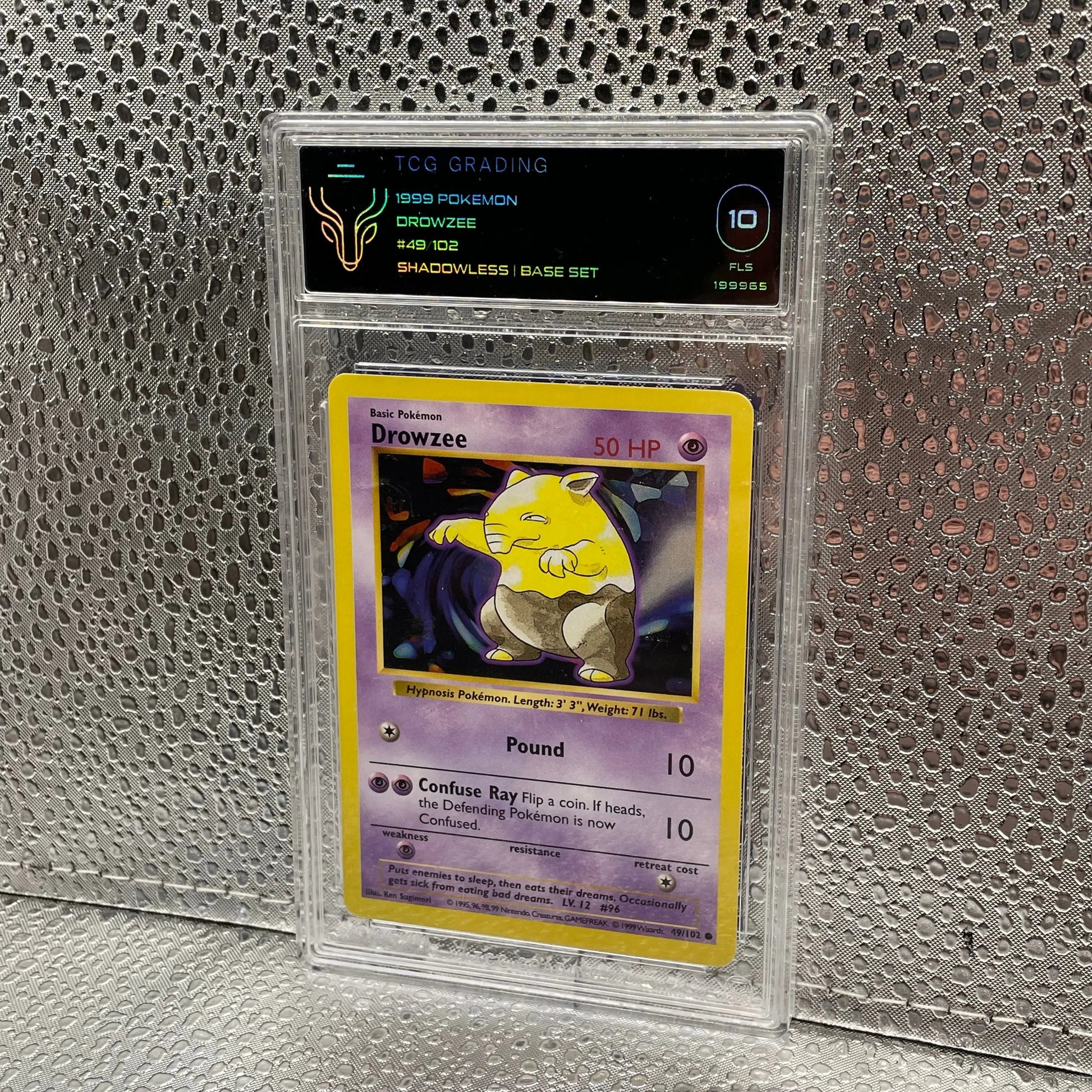 Pokemon TCG - Drowzee 49/102 Base Set  Shadowless WOTC 1999 - TCG 10 Graded FRENLY BRICKS - Open 7 Days