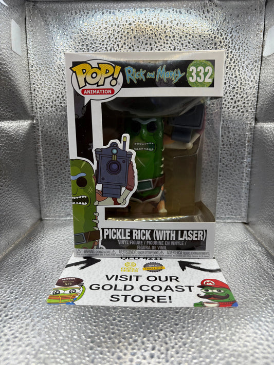 Funko POP - ANIMATION - RICK AND MORTY - PICKLE RICK (WITH LASER #332 FRENLY BRICKS - Open 7 Days
