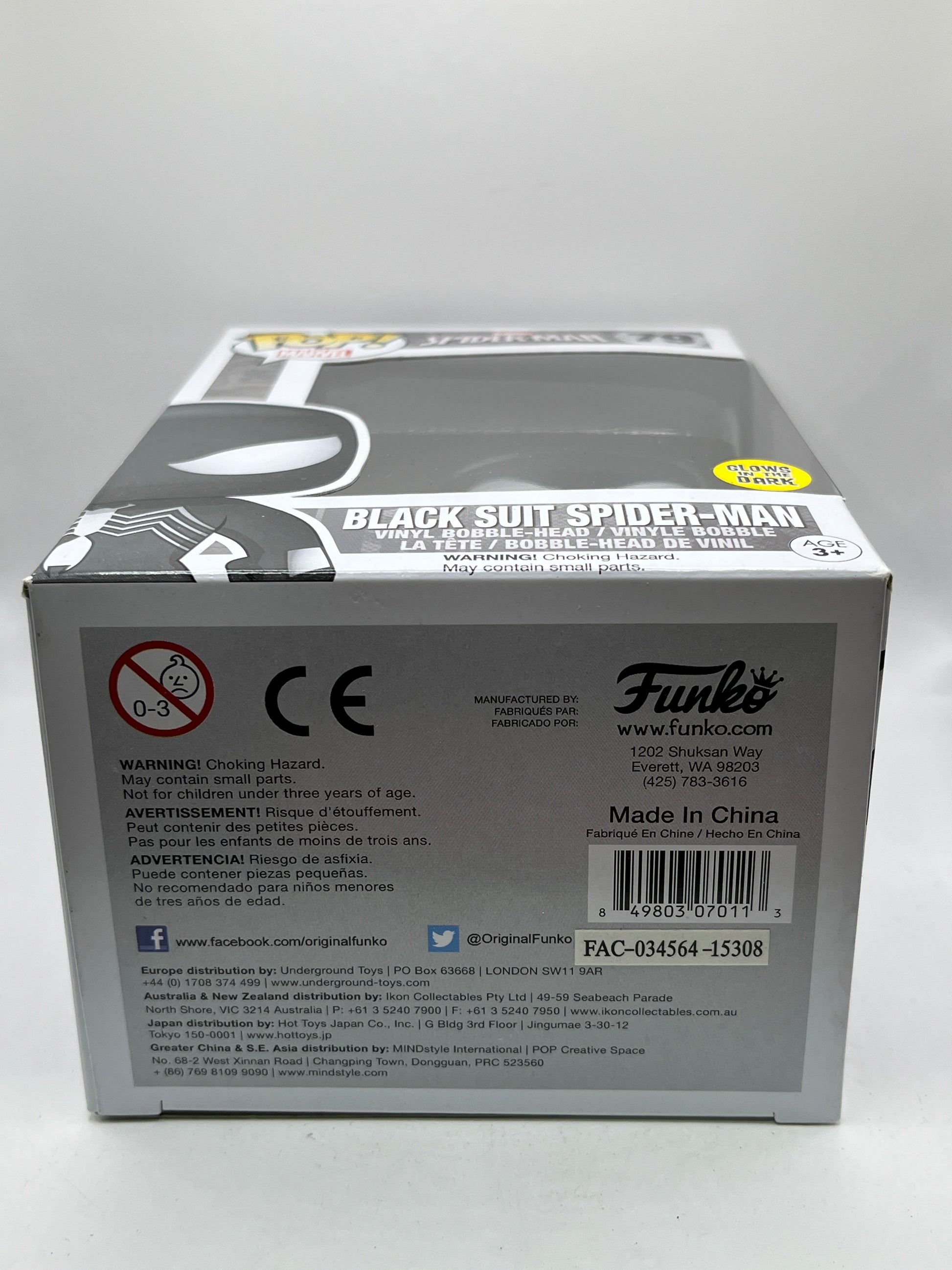 Funko POP! Marvel Spider-Man - Black Suit Spider-man #79 - Glow Vinyl Collectable FRENLY BRICKS - Open 7 Days