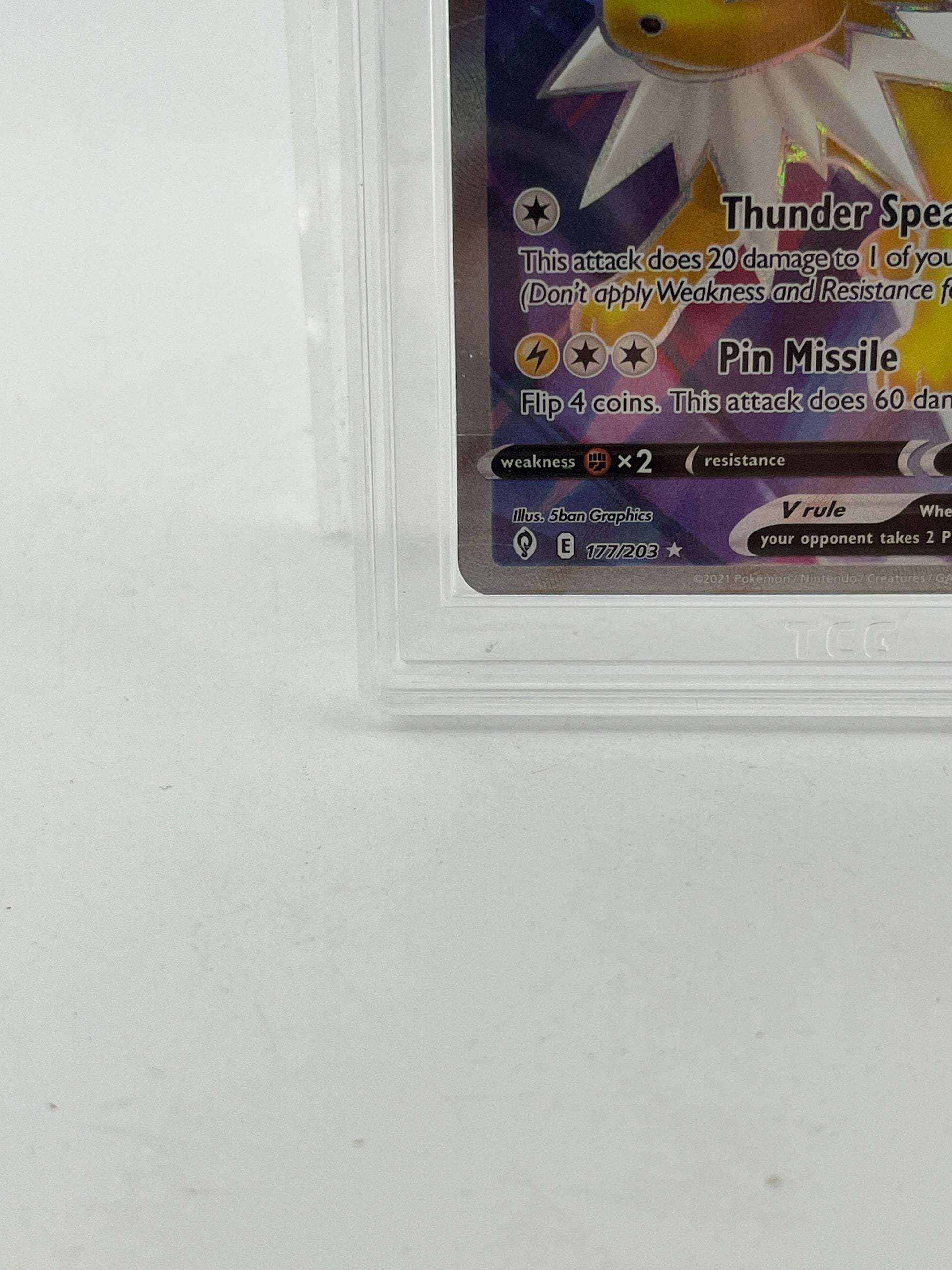 Jolteon V 177/203 GradedTCG 10 Gem Mint - English Evolving Skies FRENLY BRICKS - Open 7 Days
